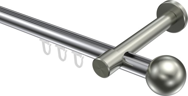 Innenlauf Gardinenstange Aluminium / Metall 20 mm Ø PRESTIGE - Luino Chrom / Edelstahl-Optik 100 cm