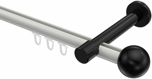 Innenlauf Gardinenstange Aluminium / Metall 20 mm Ø PRESTIGE - Luino Weiß / Schwarz 100 cm