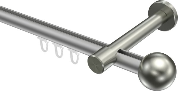 Innenlauf Gardinenstange Aluminium / Metall 20 mm Ø PRESTIGE - Luino Silbergrau / Edelstahl-Optik 100 cm