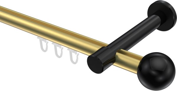 Innenlauf Gardinenstange Aluminium / Metall 20 mm Ø PRESTIGE - Luino Messing-Optik / Schwarz 100 cm