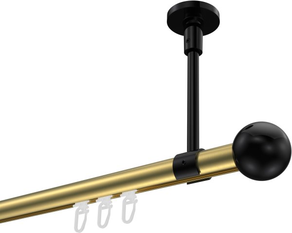 Innenlauf Gardinenstange Aluminium / Metall 20 mm Ø SONETTE - Luino Messing-Optik / Schwarz 100 cm