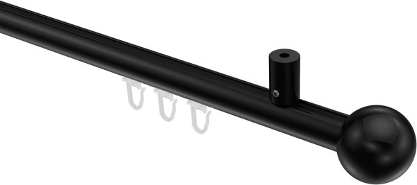 Innenlauf Gardinenstange Aluminium / Metall 20 mm Ø SONIUS - Luino Schwarz 100 cm