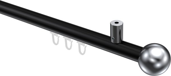 Innenlauf Gardinenstange Aluminium / Metall 20 mm Ø SONIUS - Luino Schwarz / Chrom 100 cm