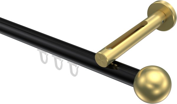 Innenlauf Gardinenstange Aluminium / Metall 20 mm Ø SITENO - Luino Schwarz / Messing-Optik 100 cm