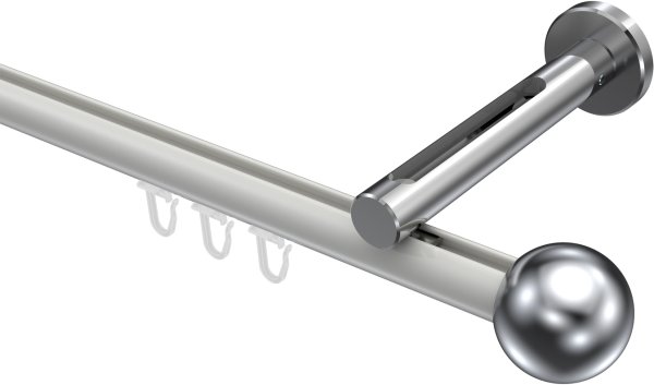 Innenlauf Gardinenstange Aluminium / Metall 20 mm Ø SITENO - Luino Weiß / Chrom 100 cm