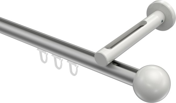 Innenlauf Gardinenstange Aluminium / Metall 20 mm Ø SITENO - Luino Silbergrau / Weiß 100 cm