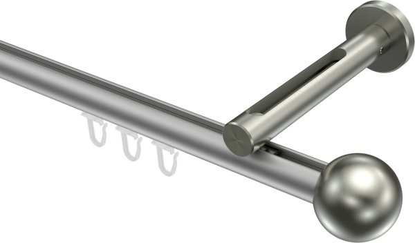 Innenlauf Gardinenstange Aluminium / Metall 20 mm Ø SITENO - Luino Silbergrau / Edelstahl-Optik 100 cm