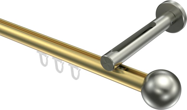 Innenlauf Gardinenstange Messing-Optik / Edelstahl-Optik 20 mm Ø SITENO - Luino 100 cm