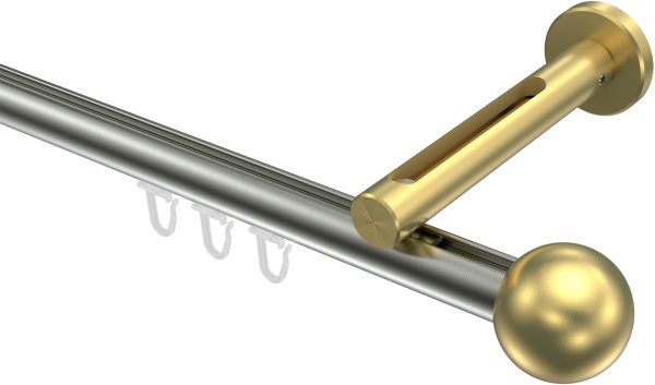 Innenlauf Gardinenstange Edelstahl-Optik / Messing-Optik 20 mm Ø SITENO - Luino 100 cm