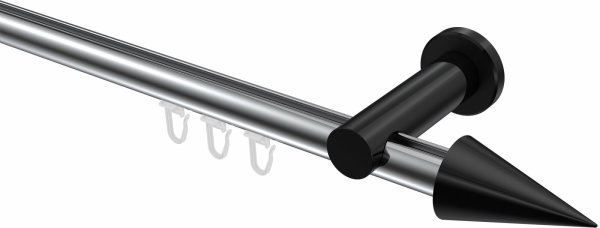 Innenlauf Gardinenstange Aluminium / Metall 20 mm Ø PLATON - Savio Chrom / Schwarz 100 cm