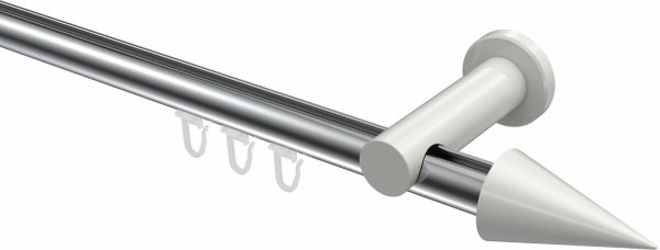 Innenlauf Gardinenstange Aluminium / Metall 20 mm Ø PLATON - Savio Chrom / Weiß 100 cm