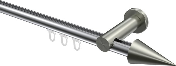 Innenlauf Gardinenstange Aluminium / Metall 20 mm Ø PLATON - Savio Chrom / Edelstahl-Optik 100 cm