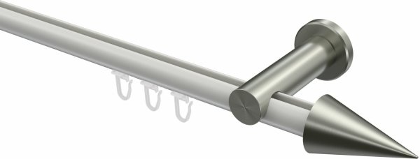 Innenlauf Gardinenstange Aluminium / Metall 20 mm Ø PLATON - Savio Weiß / Edelstahl-Optik 100 cm