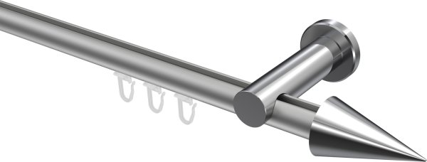 Innenlauf Gardinenstange Aluminium / Metall 20 mm Ø PLATON - Savio Silbergrau / Chrom 100 cm