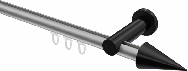 Innenlauf Gardinenstange Aluminium / Metall 20 mm Ø PLATON - Savio Silbergrau / Schwarz 100 cm