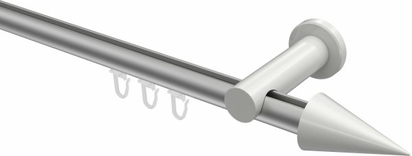 Innenlauf Gardinenstange Aluminium / Metall 20 mm Ø PLATON - Savio Silbergrau / Weiß 100 cm