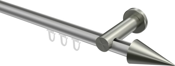Innenlauf Gardinenstange Aluminium / Metall 20 mm Ø PLATON - Savio Silbergrau / Edelstahl-Optik 100 cm