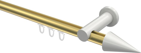 Innenlauf Gardinenstange Aluminium / Metall 20 mm Ø PLATON - Savio Messing-Optik / Weiß 100 cm