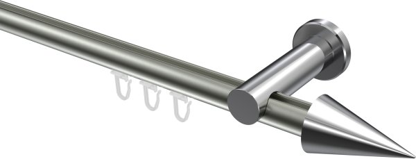 Innenlauf Gardinenstange Aluminium / Metall 20 mm Ø PLATON - Savio Edelstahl-Optik / Chrom 100 cm