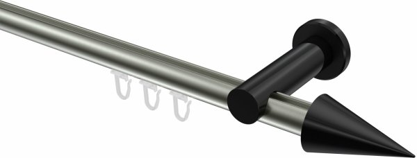 Innenlauf Gardinenstange Aluminium / Metall 20 mm Ø PLATON - Savio Edelstahl-Optik / Schwarz 100 cm