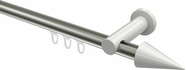 Innenlauf Gardinenstange Aluminium / Metall 20 mm Ø PLATON - Savio Edelstahl-Optik / Weiß 100 cm