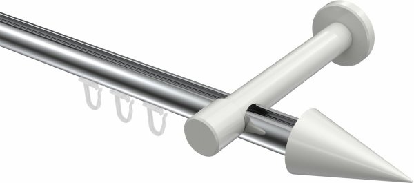 Innenlauf Gardinenstange Aluminium / Metall 20 mm Ø PRESTIGE - Savio Chrom / Weiß 100 cm