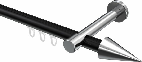 Innenlauf Gardinenstange Aluminium / Metall 20 mm Ø PRESTIGE - Savio Schwarz / Chrom 100 cm