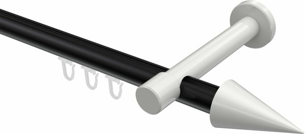 Innenlauf Gardinenstange Aluminium / Metall 20 mm Ø PRESTIGE - Savio Schwarz / Weiß 100 cm