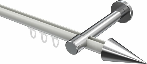 Innenlauf Gardinenstange Aluminium / Metall 20 mm Ø PRESTIGE - Savio Weiß / Chrom 100 cm