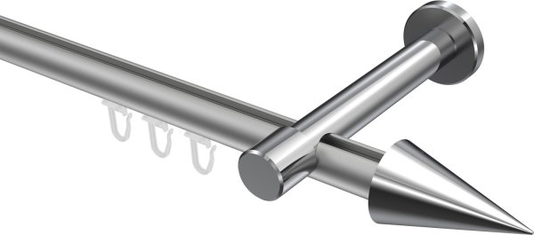 Innenlauf Gardinenstange Aluminium / Metall 20 mm Ø PRESTIGE - Savio Silbergrau / Chrom 100 cm