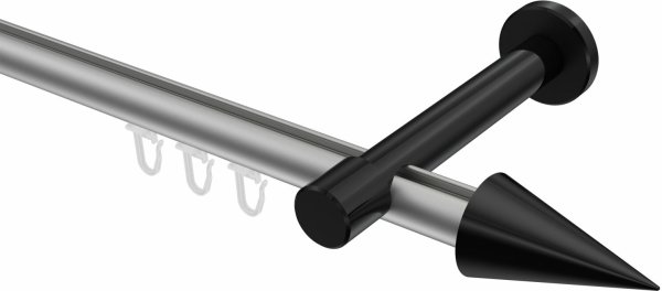 Innenlauf Gardinenstange Aluminium / Metall 20 mm Ø PRESTIGE - Savio Silbergrau / Schwarz 100 cm