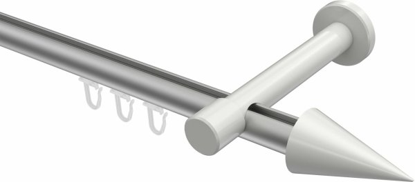Innenlauf Gardinenstange Aluminium / Metall 20 mm Ø PRESTIGE - Savio Silbergrau / Weiß 100 cm