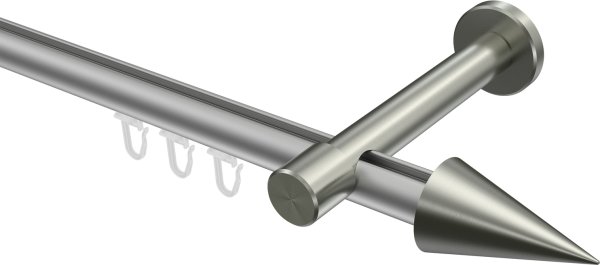 Innenlauf Gardinenstange Aluminium / Metall 20 mm Ø PRESTIGE - Savio Silbergrau / Edelstahl-Optik 100 cm