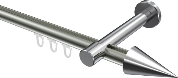 Innenlauf Gardinenstange Aluminium / Metall 20 mm Ø PRESTIGE - Savio Edelstahl-Optik / Chrom 100 cm