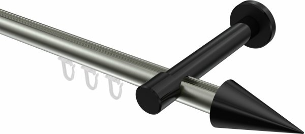 Innenlauf Gardinenstange Aluminium / Metall 20 mm Ø PRESTIGE - Savio Edelstahl-Optik / Schwarz 100 cm