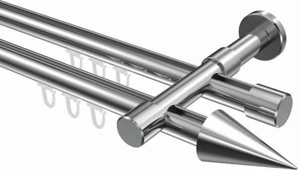 Innenlauf Gardinenstange Aluminium / Metall 20 mm Ø 2-läufig PRESTIGE - Savio Chrom 100 cm