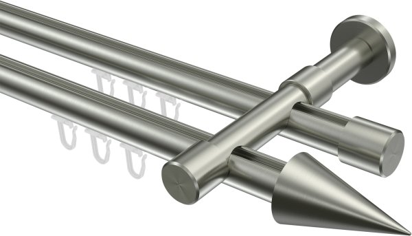 Innenlauf Gardinenstange Edelstahl-Optik 20 mm Ø 2-läufig PRESTIGE - Savio 100 cm