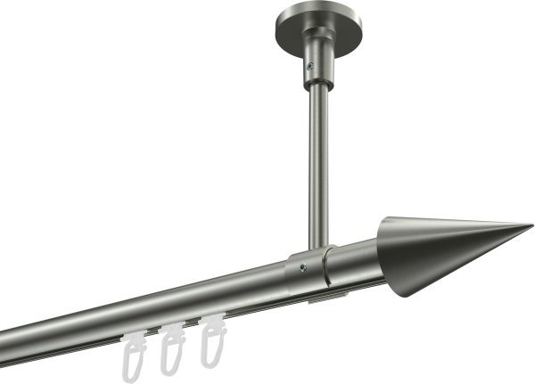 Innenlauf Gardinenstange Edelstahl-Optik 20 mm Ø SONETTE - Savio 100 cm