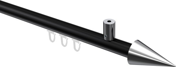 Innenlauf Gardinenstange Aluminium / Metall 20 mm Ø SONIUS - Savio Schwarz / Chrom 100 cm
