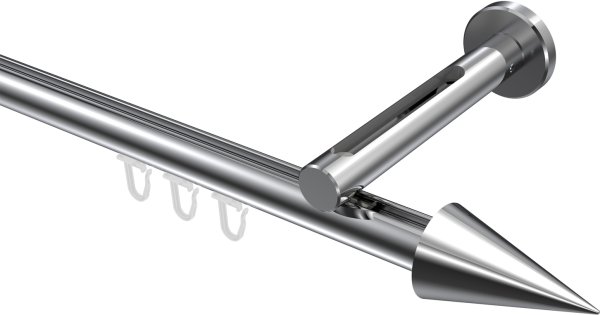 Innenlauf Gardinenstange Aluminium / Metall 20 mm Ø SITENO - Savio Chrom 100 cm