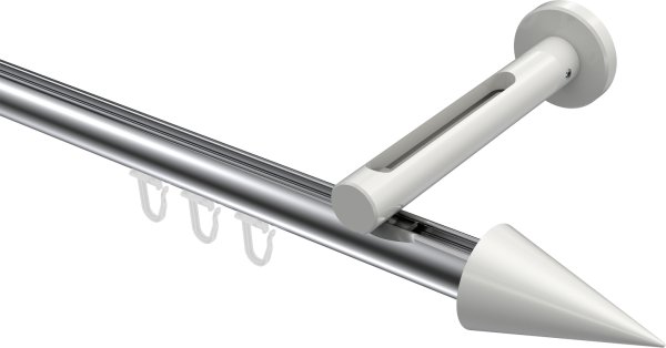Innenlauf Gardinenstange Aluminium / Metall 20 mm Ø SITENO - Savio Chrom / Weiß 100 cm