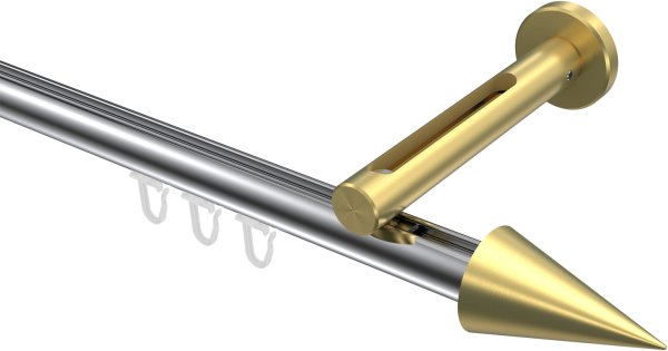 Innenlauf Gardinenstange Aluminium / Metall 20 mm Ø SITENO - Savio Chrom / Messing-Optik 100 cm