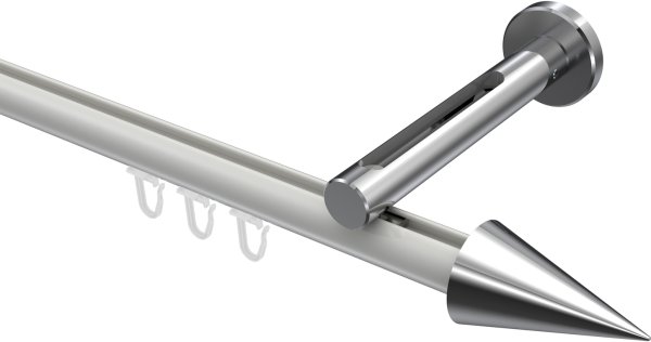 Innenlauf Gardinenstange Aluminium / Metall 20 mm Ø SITENO - Savio Weiß / Chrom 100 cm