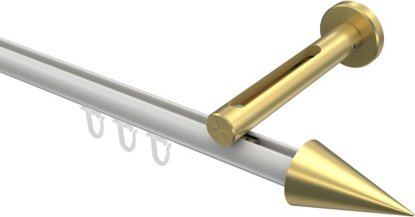 Innenlauf Gardinenstange Aluminium / Metall 20 mm Ø SITENO - Savio Weiß / Messing-Optik 100 cm