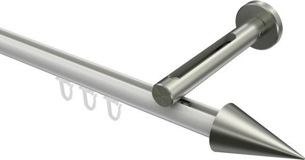 Innenlauf Gardinenstange Aluminium / Metall 20 mm Ø SITENO - Savio Weiß / Edelstahl-Optik 100 cm