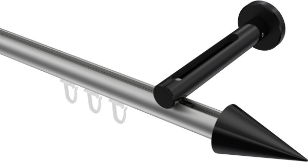 Innenlauf Gardinenstange Aluminium / Metall 20 mm Ø SITENO - Savio Silbergrau / Schwarz 100 cm