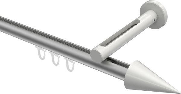 Innenlauf Gardinenstange Aluminium / Metall 20 mm Ø SITENO - Savio Silbergrau / Weiß 100 cm
