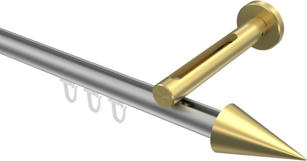 Innenlauf Gardinenstange Aluminium / Metall 20 mm Ø SITENO - Savio Silbergrau / Messing-Optik 100 cm