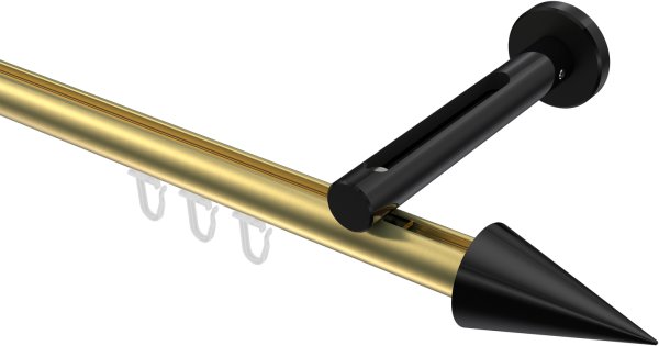 Innenlauf Gardinenstange Aluminium / Metall 20 mm Ø SITENO - Savio Messing-Optik / Schwarz 100 cm