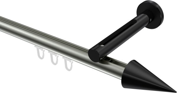 Innenlauf Gardinenstange Aluminium / Metall 20 mm Ø SITENO - Savio Edelstahl-Optik / Schwarz 100 cm